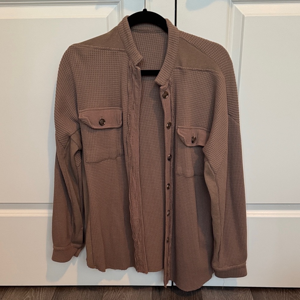 Women’s Brown Waffle Knit Jacket